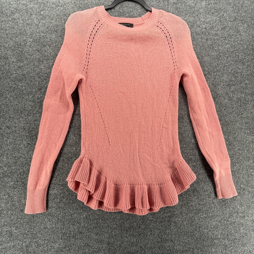 Ann Taylor Petite Sweater Size PM Pink Wool Cashmere Pullover Old Money Feminine